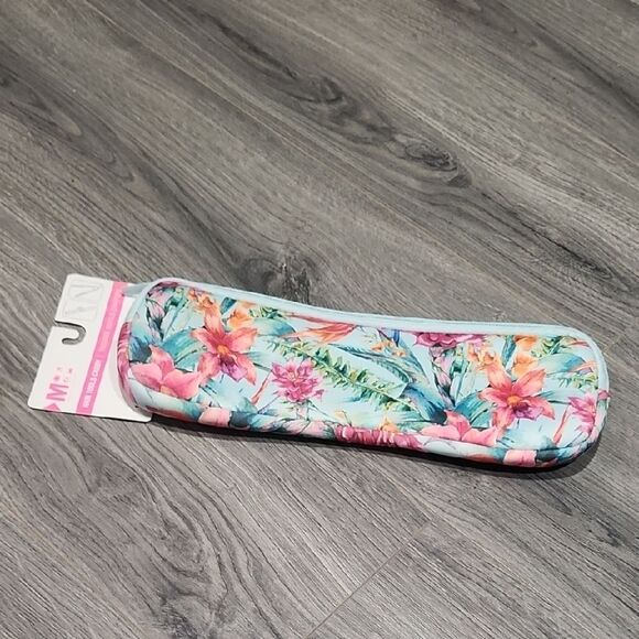 NWT Neoprene Bright Tropical Floral Hair Tool Caddy - Picture 1 of 4
